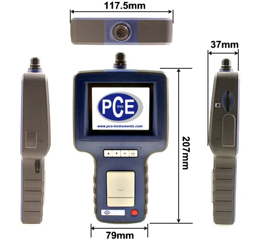 Dimensiones del endoscopio PCE-VE 350.
