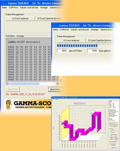 Pantalla del software del Gamma-Scout