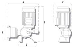 Dimensiones de la bomba de diafragma serie Dostec