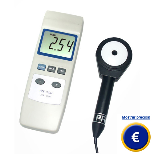 Luxmetro PCE-UV34 con unas dimensiones compactas y de fcil manejo.
