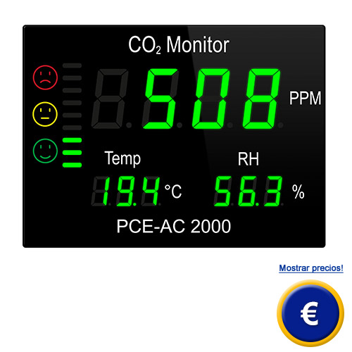 curva naranja Articulación Medidor de CO2 PCE-AC 2000