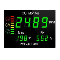 Pantalla del medidor de CO2 PCE-AC 2000