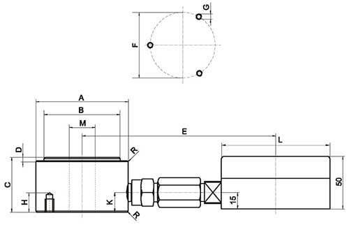 Las dimensiones del medidor de fuerza radial serie 844