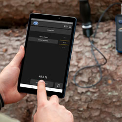 Visualizacin de los valores del medidor de humedad Bluetooth PCE-WMT 200 en un terminal Android
