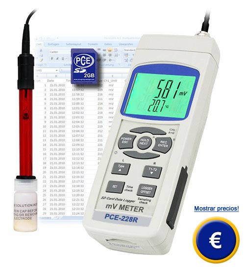 El medidor Redox PCE 228 R incluye el electrodo Redox OPR-14
