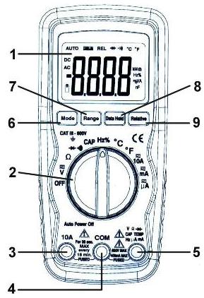 Funciones del medidor de tensión PCE-DM 12.