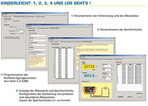 Instruccin de uso breve para el software de PC C.A 528x para el multmetro AC + DC TRMS C.A 5289 