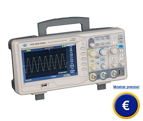 Ms informacin acerca del osciloscopio registrador de 2 canales PCE-SDS serie 10xx.