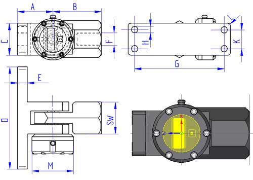 Croquis del perno dinammetro F