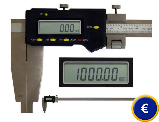 Pie de rey PCE-DCP 1000 con una gran pantalla e indicación de seis dígitos