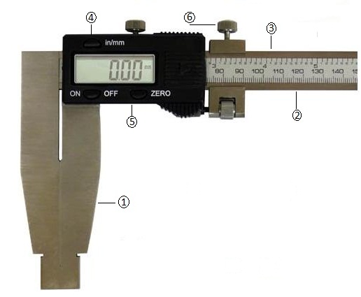 Partes del pie de rey digital PCE-DCP 600N