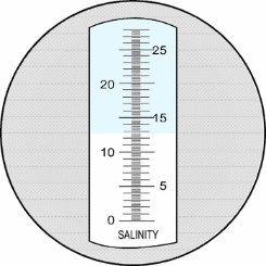 Escala del refractmetro para contenido de sal en alimentos