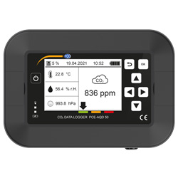 Pantalla del registrador de datos de CO2 PCE-AQD 50