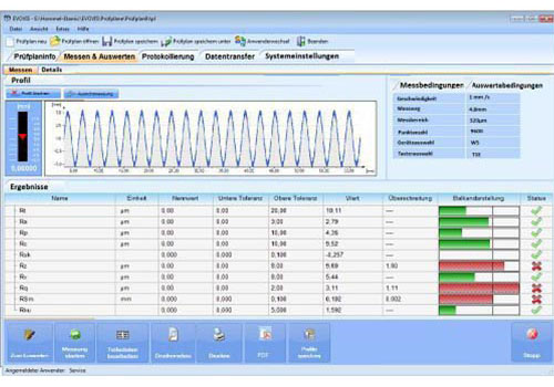 Puede obtener opcionalmente el software EVOVIS para los rugosímetros Hommel-Etamic W5 y W10. Sirve para un control rápido del rugosímetro.