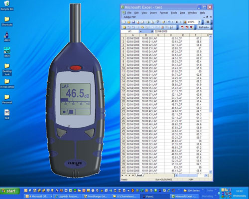 Aquí se observa una imagen del software del sonómetro CEL-246 incluido en el envío.