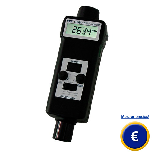 Una combinación única: tacómetro de mano y estroboscopio PCE-T259