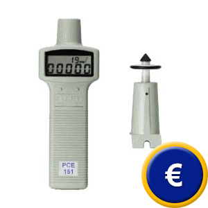 Tacómetro de mano PCE-151 con interfaz y software para la transmisión de valores de medición al PC.