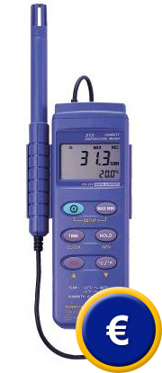 Termometro PCE-313 con memoria de valores interna para grabaciones de larga duracion.