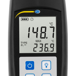 Pantalla del termómetro de precisión PCE-T 318
