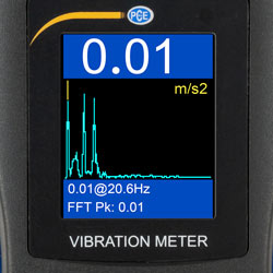 Indicacin de las vibraciones en la pantalla del medidor de vibraciones PCE-VM 22