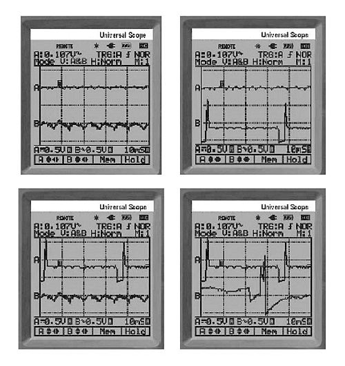 Diferentes imagenes del display del voltimetro PCE-OC 1
